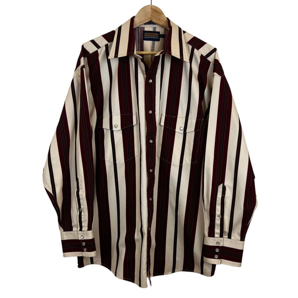 Vintage Panhandle Slim Western Pearl Snap Men's L Brushpopper Striped Shirt